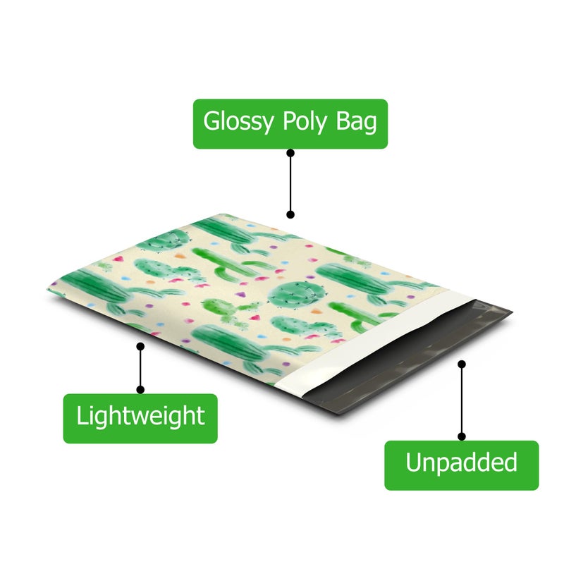 Pro Supply Global 10x13 (100) Cactus Floral Designer Poly Mailers Waterproof Self Sealing Tear Resistant Polymailers Shipping Envelopes Premium Printed Bags For Small Businesses - Image 3